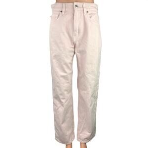 H&M Light Pink Straight Leg High Waist Stretch Ankle Boyfriend Denim Jeans Sz 8